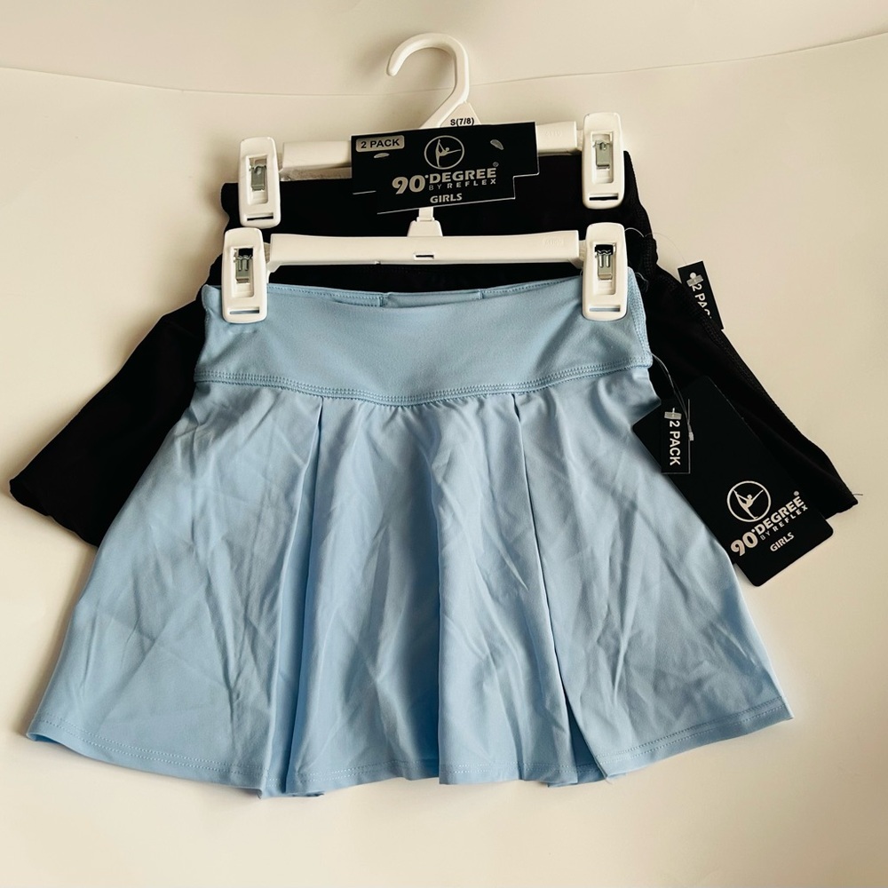 New 90 Degree by Reflex Girls 2 Piece Skort Set Blue White Girls size S (7-8)